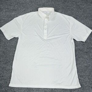 Collars & Co Dress Collar Polo Shirt Men 2XL White Relaxed Fit Short Sleeve READ